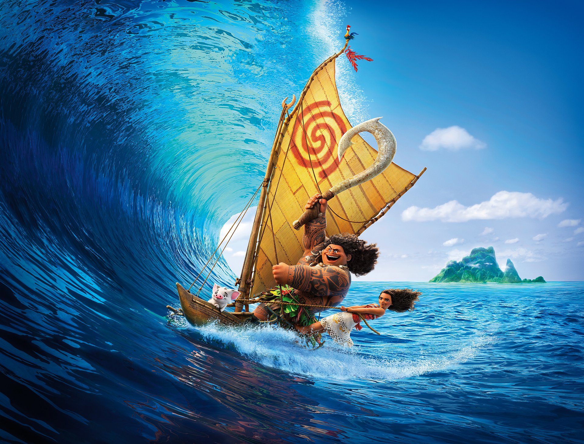 Moana Surfing on a boat - Zoom Comics – Exceptional Comic Book Wallpapers