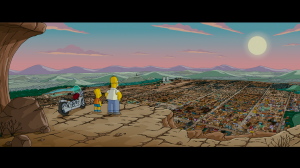 Bart and Homer Simpson look over Springfield.png