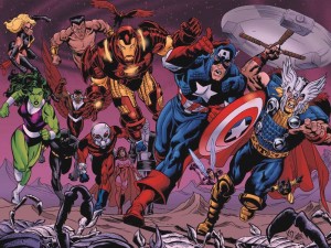 Avengers – Ms Marvel, Namor, iron man, captain america, thor, yellow jacket, wasp, scarlet witch, antman, black panther, condor, she-hulk