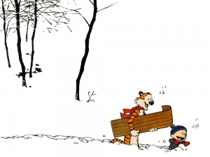 Calvin & Hobbes – Snow boarding