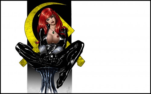 black widow with russian logo