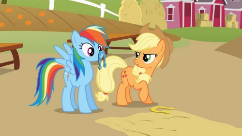 rainbow dash and apple jack play horse shoe