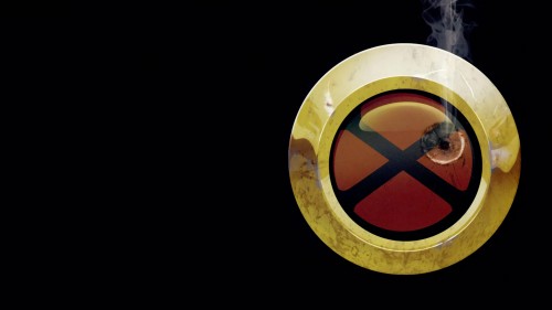 x-men logo – bullet hole