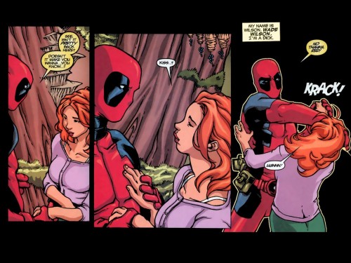 deadpool smacking a woman