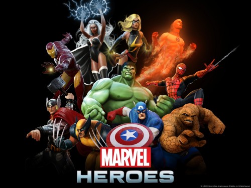 marvel heroes – iron man, storm, ms marvel, human torch, spider-man, thing, captain america, incredible hulk, wolverine, thor