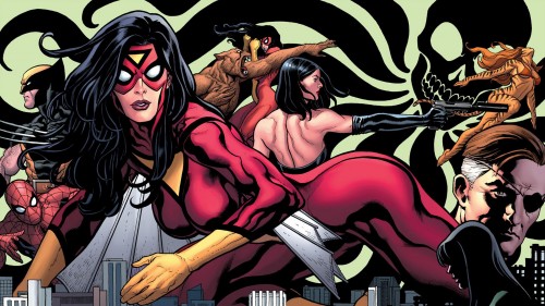 spider-woman, spider-man, wolverine, tigra, nick fury