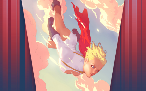 powergirl flies down