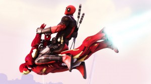 Deadpool rides Iron Man