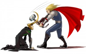 Thor smashes Loki