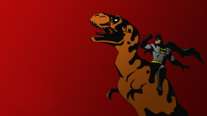 batman on a dinosaur