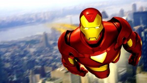 Iron Man over the city