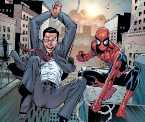 Spider-man and steven Colbert