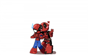 chibi spider-man and deadpool