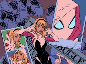 spider-gwen being photographed