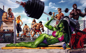 She-Hulk on muscle beach