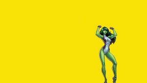 She Hulk raising the roof in yellow