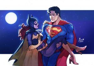 Superman saving Batgirl