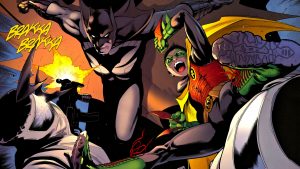 batman and robin taking on the bad guys