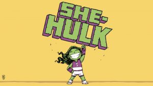 chibi she hulk with her logo