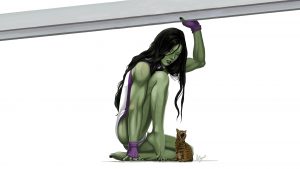 she-hulk saving a kitten