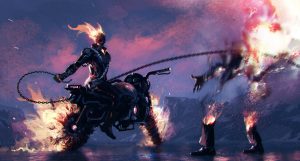 Ghost Rider on a motorcycle