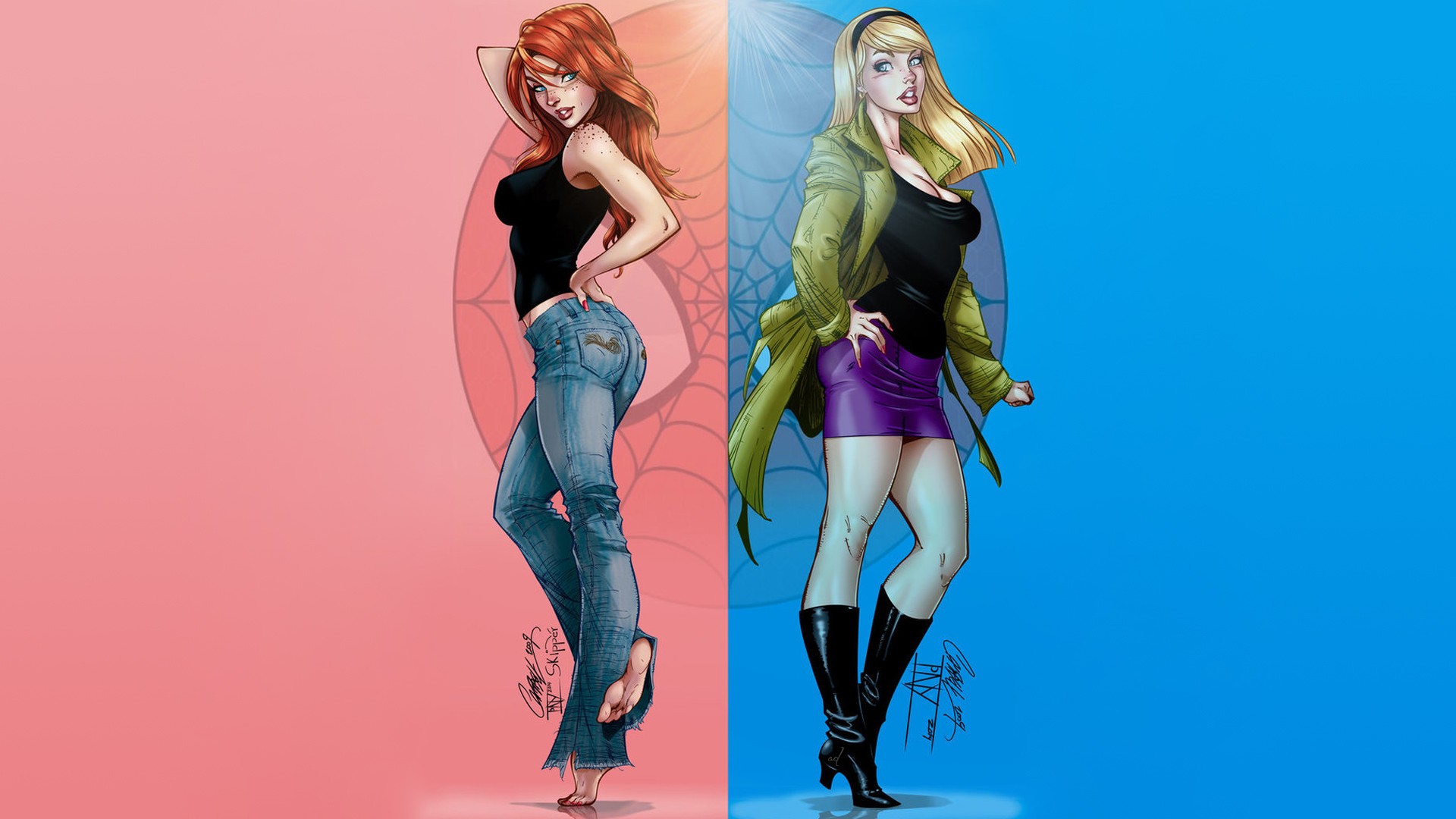 Mary Jane and Gwen Stacy by J. Scott Campbell - Mary Jane and Gwen ...