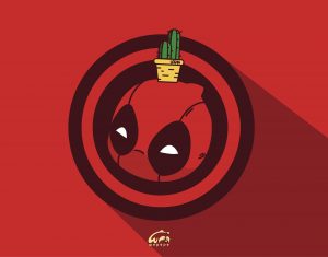 Chibi Deadpool with Logan Cactus