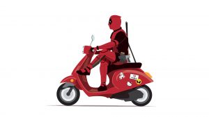 Deadpool on vespa