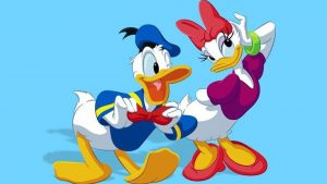 Donald Duck flirting with Daisy Duck