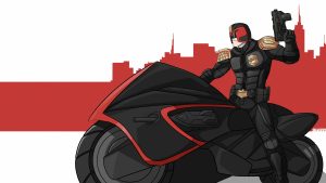 Dredd on a bike