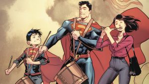 Superman and family playing music