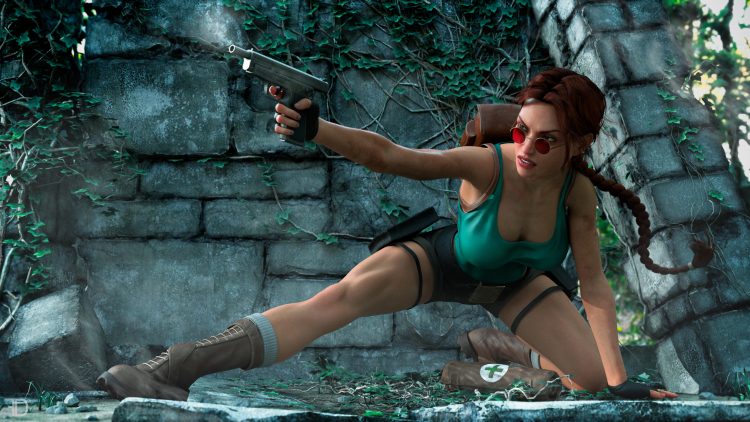 Tomb raider shooting her gun