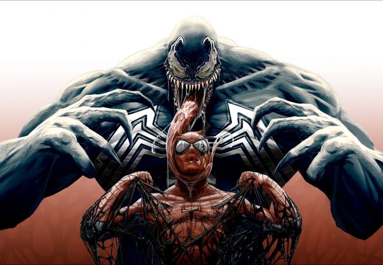 Venom gooping up spider-man