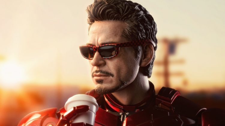 Iron Man drinking coffee