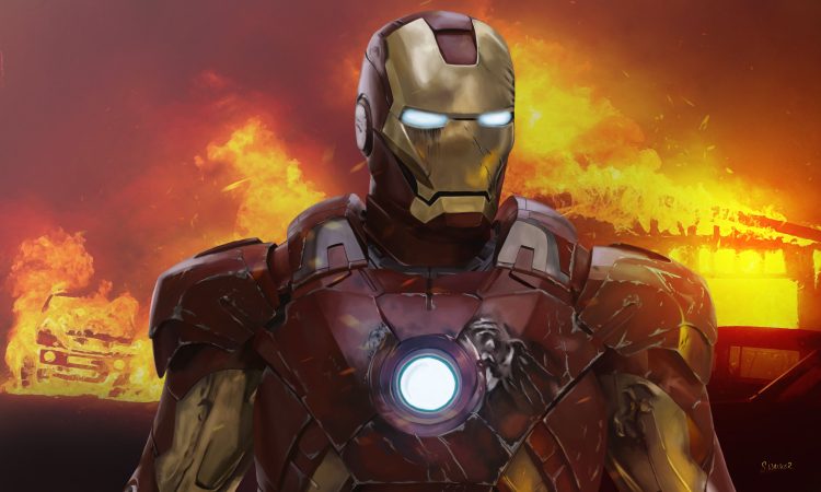 Iron man in flames