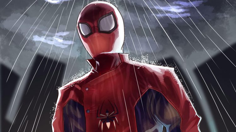 Solo Spider-man in the rain