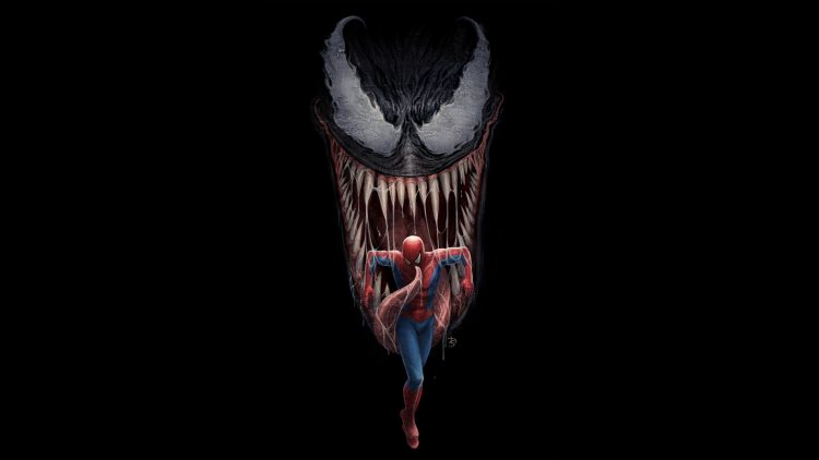 Spider-man being eaten by Venom