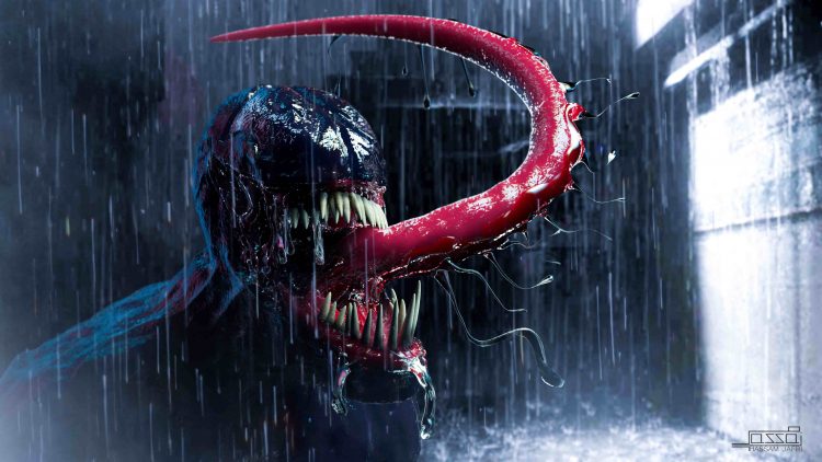 Venom in the rain ready for a kiss