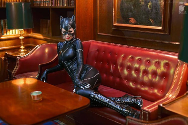 catwoman on red leather