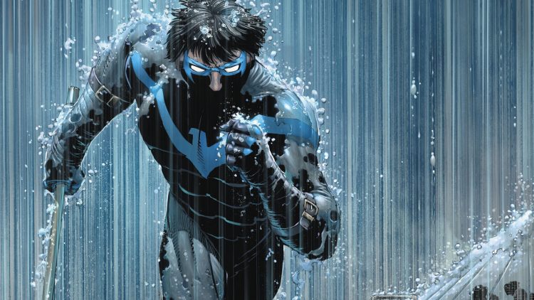 nightwing in the rain