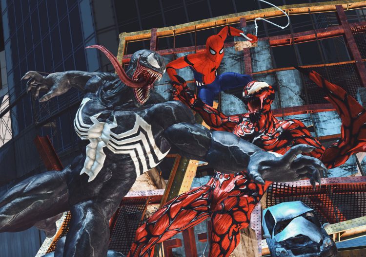 venom and carnage while spider-man watches