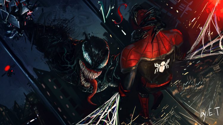 venom and spider-man fighting