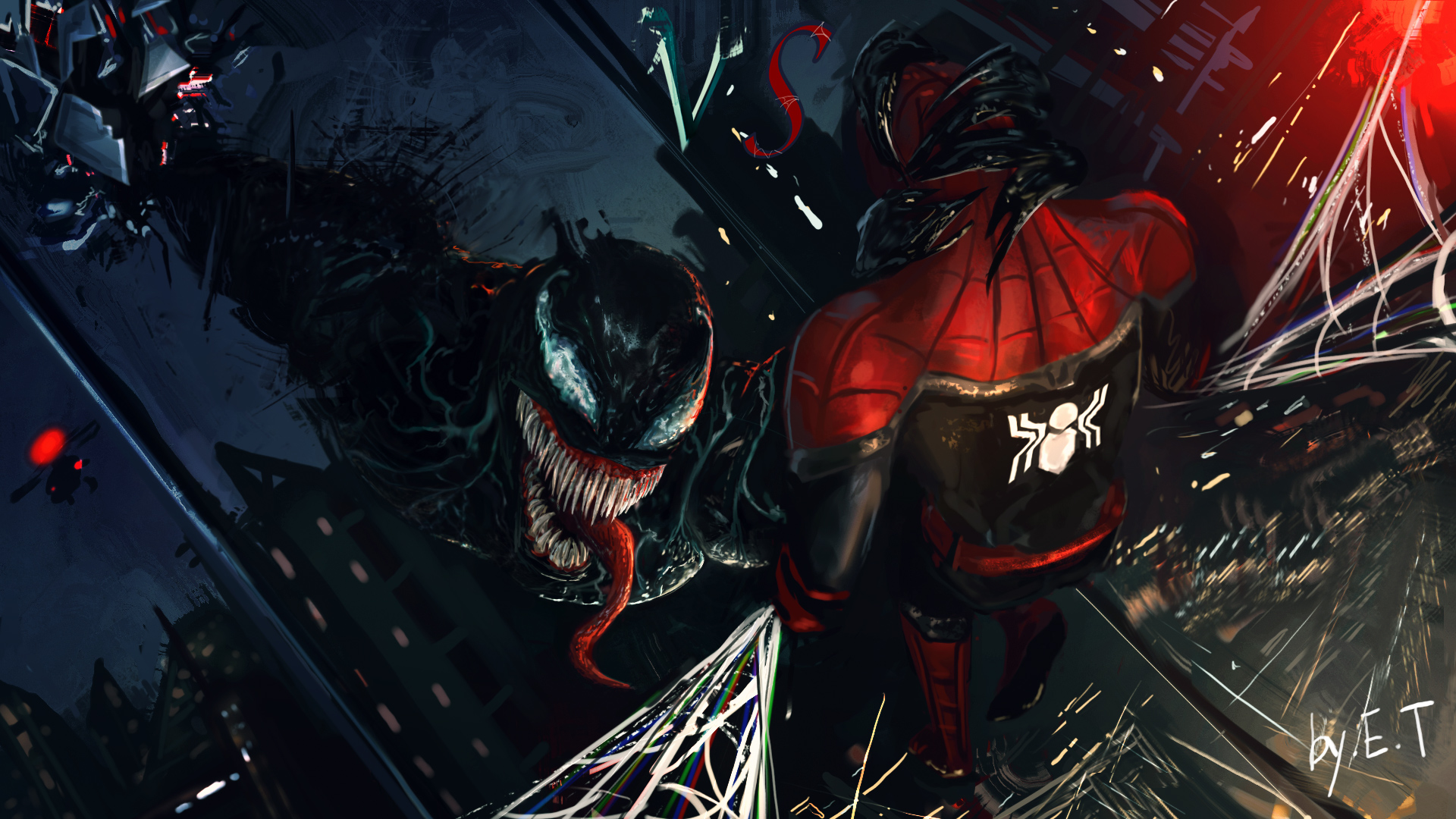 venom and spider-man fighting - venom and spider-man fighting.jpg.