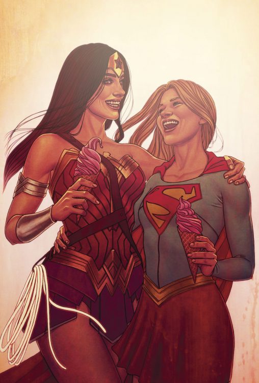 wonder woman and supergirl having a laugh