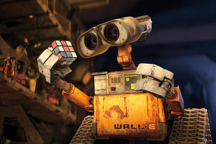 wall-e and a cube