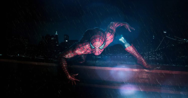 spider-man in the rain