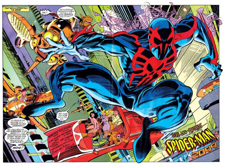 spider-man 2099 with flying cars