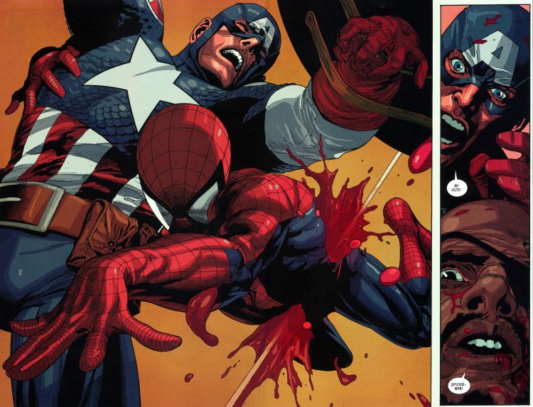 spider-man dies saving captain america