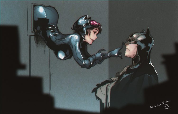 Catwoman shushing Batman