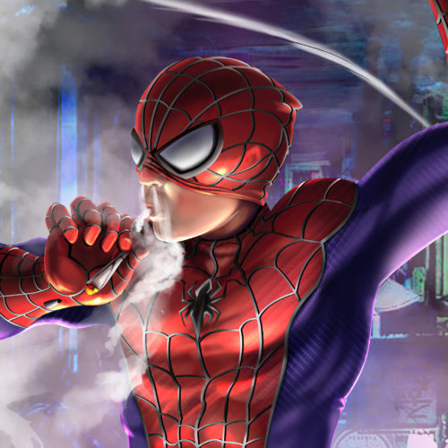 Spider-man ripping on a fat joint